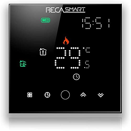 BecaSmart Serise 003 WIFI Termostato Compatibile con Riscaldamento elettrico Controllo della programmazione cellulare Lavora con Alexa, Google Home (Riscaldamento elettrico, Nero (WIFI))