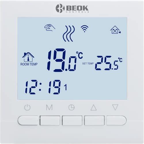 Beok BOT-313 Termostato Wifi Per Caldaia a Gas, Programmabile Con Schermo LCD, Controllo Remoto Tramite Smartphone con Google Home y Alexa AC220V 3A