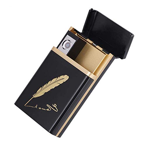 BESTT Cigarette Box with Lighter - Portasigarette Portatile 2 in 1 con Accendino Elettrico Ricaricabile Super Mini USB (#5)