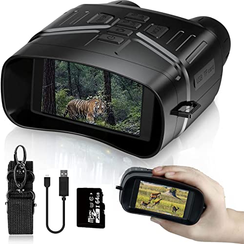 Binocolo Visione Notturna, 4K 36MP Visore Notturno Militare Caccia, Visore Notturno Digitale Infrarossi con LCD TFT 3 , 400m Digital Zoom 5X, con Scheda SD 64G
