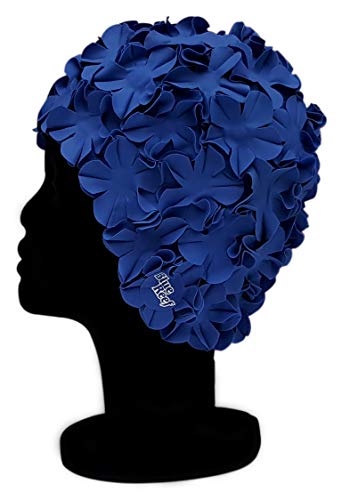Blue Reef Isla Floral - Cappello da nuoto da donna, stile classico, retrò, 3D, con petali di fiori, tinta unita, stile vintage, taglia unica (blu navy)