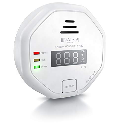 Brandson - Rilevatore di monossido di carbonio – Salvavita Allarme CO - Display - Allarme sonoro da 85 dB - Interruttore Test - Certificato DIN EN50291 - Stufe a gas caminetti a bioetanolo - Bianco