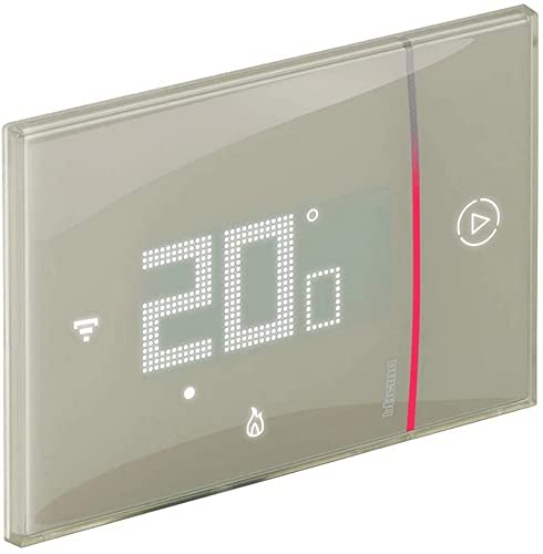 Bticino XM8002E, Termostato collegato WiFi, New Smarther2 with Netatmo, colore sabbia, controllo della temperatura (freddo caldo) della casa in remoto; da incasso, 2 fili