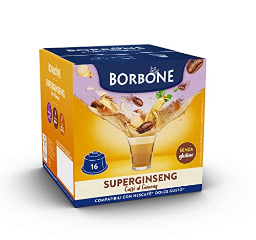 Caffè Borbone SuperGinseng - Caffè al Ginseng - 64 capsule (4 confezioni da 16) - Compatibili con le Macchine Nescafè* Dolce Gusto*