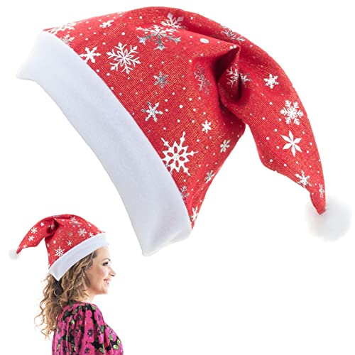 Cappello di Natale unisex, cappello di Babbo Natale – classico rosso rosso Natale vacanza cappello per feste, forniture per feste di Natale Cosplay puntelli Bc