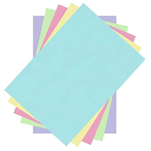 Carta colorata A5 color pastello, 80 g m² (210 mm x 148 mm), per fotocopiatrici, piegatura e risma, confezione da 100 fogli)