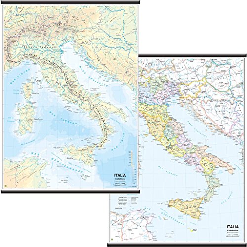 Carta geografica murale fisica e politica ITALIA Belletti 97x134 cm...