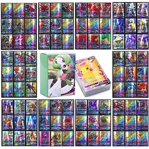 Carte Pokémon,100 Carte Pokemon VMAX V Carte Collezionabili Pokemon Rara Carte 2022 Nuovo 100VMAX(60V+40VMAX) Flash Trading Puzzle Gioco di carte Regali per Bambini di Compleanno Carte di Scambio