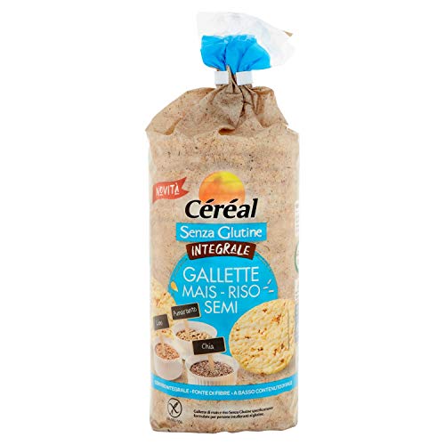 Céréal Gallette di Riso integrale, mais, semi di chia, semi di lino, amaranto, Snack di riso integrale in tubo - 115 g