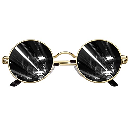 CGID Occhiali da Sole Polarizzati Uomo Donna Classici Retro Stile Lennon Rotondi Circolari Tondi Protezione UV