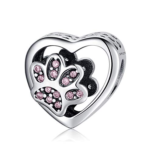 Charm e bead, zampa di cane impronte di perline argento placcato animale animale domestico fascino incanta Pandora Charms bracciali Gioielli per donne ragazze, amanti degli animali