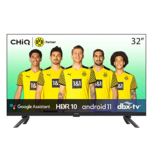 CHiQ L32G7L, Smart TV 32 Pollici, 2022 Televisori con Android 11, HD, Frameless TV, Netflix, Prime Video, Youtube, HDR10, 2.4 5G Wi-Fi, Bluetooth5.0, Chromecast, Google Assistant, DVB-T T2 S2