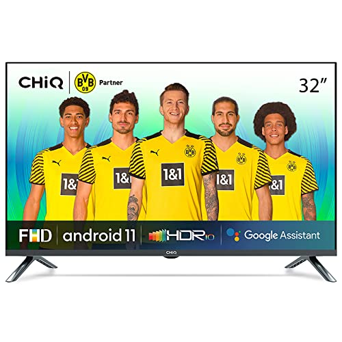 CHiQ L32M8T 32 Pollici (80 cm) Smart TV, 2022 Televisori,FHD, TV con Android 11, LED, Chromecast, Netflix, Prime Video, Google Assistant, HDR, WiFi, HDMI, USB, DVB-T T2 C