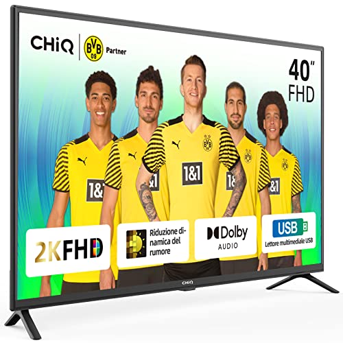 CHiQ L40G5W, 2022 LED TV,40 pollici (100cm),FHD Televisori, 1080p, USB media player, Dolby Audio, TUNER (DVB-T T2 C S S2), HDMI USB Earphone CI RF