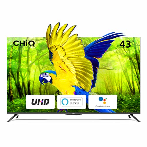 CHiQ U43G7PF 43 pollici televisori, Hands Free Voice Control Frameless Smart TV,Android TV,4K UHD,HDR10,Dolby Vision,Dolby Audio,Google Assistant,Quad Core,HDMI2.0,Released 2021