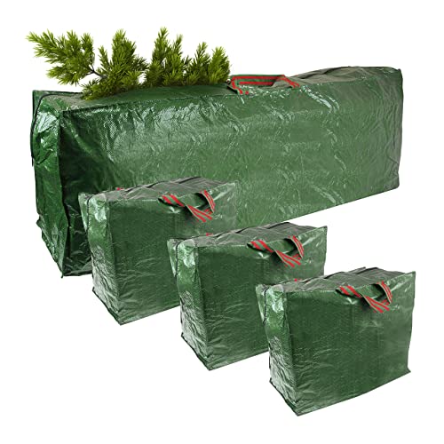 CKB Ltd Set di 4 sacchetti per albero di artificiale Natale e decorazione per riporre di dimensioni enormi per alberi fino a 2,7 m di altezza con sacchi resistenti con cerniera per capanno a soppalco