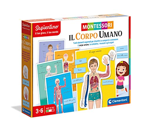 Clementoni - 16373 - Sapientino Montessori - Il corpo umano - gioco Montessori 3 anni, gioco educativo corpo umano, anatomia e sviluppo linguaggio - Made in Italy