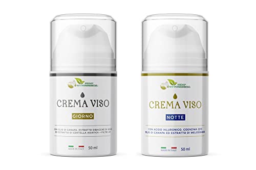 Crema Viso GIORNO e NOTTE - Trattamento completo viso - 1 Crema Giorno + 1 Crema Notte - Made in Italy by Hemp Phytomedical