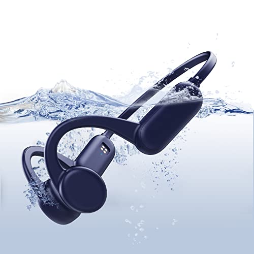 Cuffie Conduzione Ossea Nuoto，Auricolari Wireless Bluetooth 5.0，Impermeabilità IPX8 con microfono Lettore MP3 Built-in 8G Memoria per Nuoto Subacqueo,Surf, Corsa, Ciclismo, Guida, Palestra (nero)…