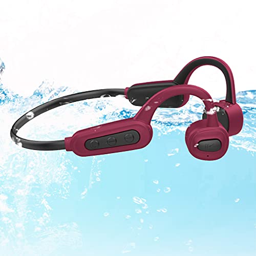 Cuffie Wireless per Nuoto Open-Ear Auricolari Bluetooth 5.0 a Conduzione Ossea, IPX8 Impermeabili 16GB Nuoto Lettore MP3, Cuffie Senza Fili Stereo da Sportivi Corsa per Bambini Adulti Red