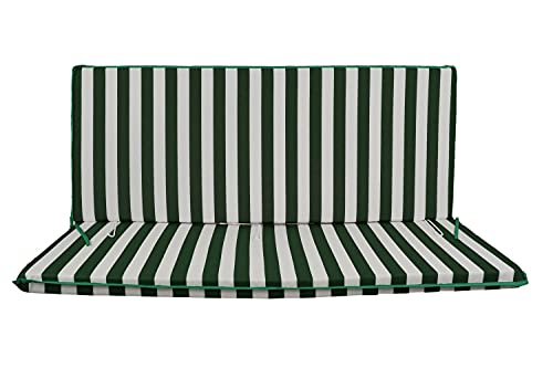 Cuscino Fasciato per dondolo 3 posti 135*55*6 cm imbottito e rivestito in cotone totalmente sfoderabile compreso di schienale e seduta (Bianco e verde)