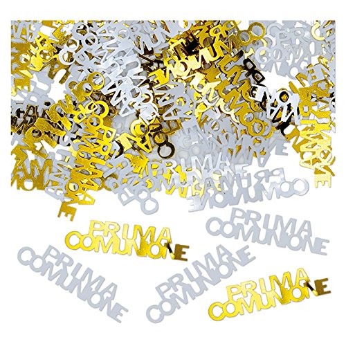 D.I.M.A.V. SRL- Coriandoli Decorativi da Tavolo Prima Comunione, Colore Oro E Bianco, 81201