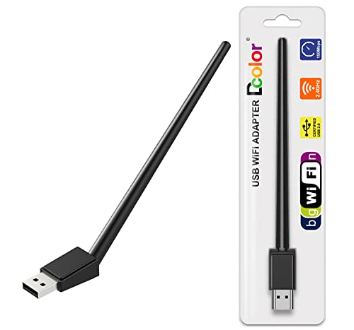Dcolor Chiavetta WiFi USB - MT7601 150Mbps Antenna WiFi, USB2.0 WiFi Dongle Stick per Decoder DVB e TV Box, USB WiFi per PC Windows 2000 XP Vista 7 10