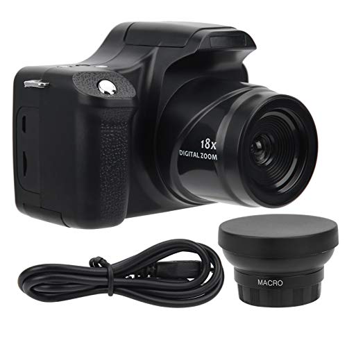 Deror Fotocamera Digitale, Schermo LCD da 3,0 Pollici Fotocamera Reflex HD con Zoom 18X Fotocamera Digitale Portatile a Lunghezza focale Lunga(Wide Angle Lens)