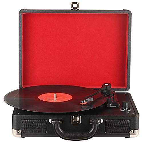 Digitnow! Nero 3 velocità Vinyl Recorder - Strumento valigia   borsa con altoparlanti stereo incorporati, supporta uscite USB   RCA   cuffie Jack   MP3   telefoni cellulari Riproduzione di musica