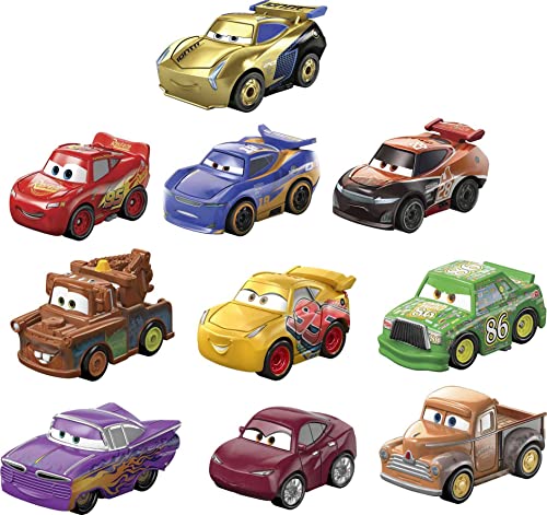 Disney Pixar Cars- Mini Racers Derby, Confezione da 10 Mini Veicoli in Metallo, Macchinine e Personaggi con Dettagli Realistici, Giocattolo per Bambini 3+ Anni, GKG23