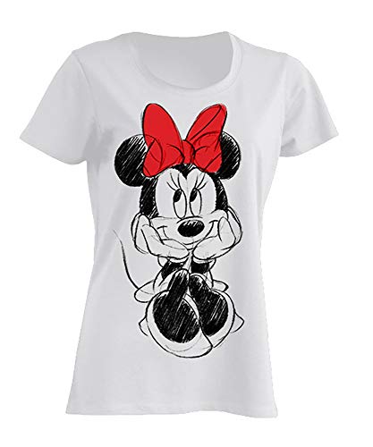 Disney T-Shirt Minnie Mouse Fiocco Rosso, 100% Cotone (M)