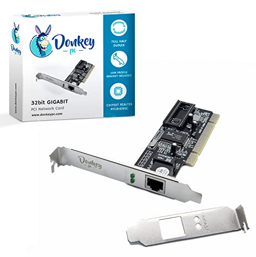 Donkey pc - Scheda di rete PCI 1 GB GIGABIT fino a 1000 Mbps con Chipset Realtek RTL8169 Scheda PCI Gigabit Ethernet RJ45 (10 100 1000 Mbps), Gigabit Ethernet.