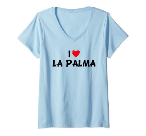 Donna Cuore rosso vacanza Ich Liebe La Palma Maglietta con Collo a V