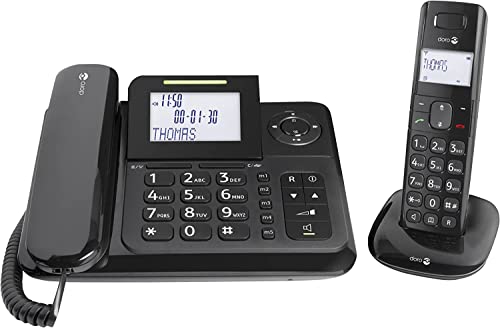 Doro Comfort 4005 Telefono Fisso + Telefono Cordless DECT per Anziani con Segreteria Telefonica (Nero) [Versione Italiana]