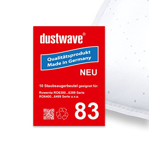 dustwave, 10 sacchetti per aspirapolvere adatti per Rowenta - Silence Force Compact RO6355, prodotti in Germania