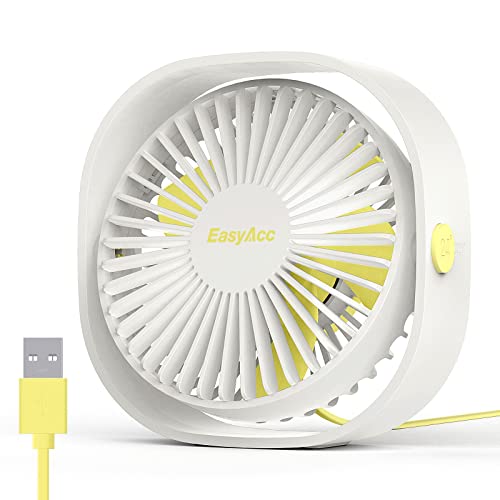 EasyAcc Mini Ventilatori da Tavolo Piccolo Ventilatori USB Portatile 3 Velocità Ventilatore Personale Silenzioso per Scrivania Casa Ufficio Viaggiare
