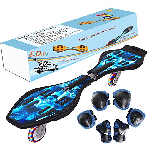 EiDevo Waveboard, Double Wheel Balance Scooter Caster Board con LED Flash Wheel Wave Board Birth Gift Antiskid Snake Board Adatto per Bambini e Ragazzi Principianti Skateboard (Cranio)