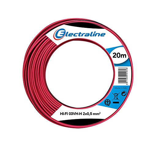 Electraline 10833 Cavo HiFi per casse altoparlanti sezione 2x0,50 mm² - 20 mt - rosso e nero
