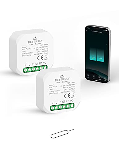 ETERSKY Interruttore WiFi Modulo Mini Smart Interruttore Modulo per Luce Compatibile con Alexa Google Home, 1 2 Way 1 2 Gang Interruttore 10A 2400W Fai da Te Controllato da App Smart Life