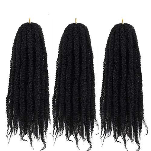 Eunice Hair, 3 confezioni, extension sintetiche per capelli, 18 pollici, Marley, afro, ricci, trecce, sciolti, crochet