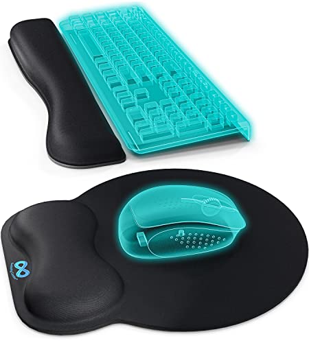 Everlasting Comfort Poggiapolsi tastiera e tappetino mouse ergonomici, Tappetino mouse poggiapolsi e supporto per tastiera, Accessori scrivania ergonomici