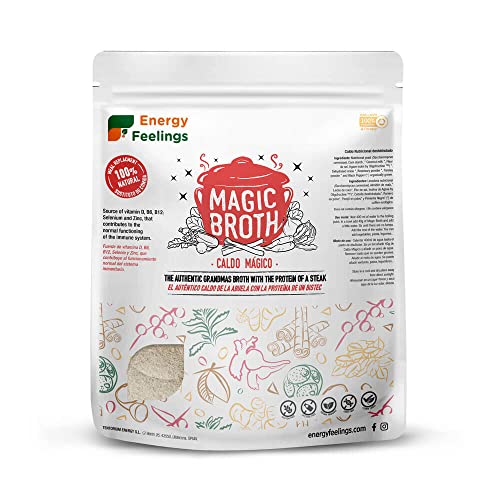F Energy Feelings Magic Broth 1 kg   Brodo vegetale nutrizionale in polvere e fiocchi   Ricco di proteine 41% e fibre 13%   Brodo senza glutine e vegano senza zuccheri aggiunti