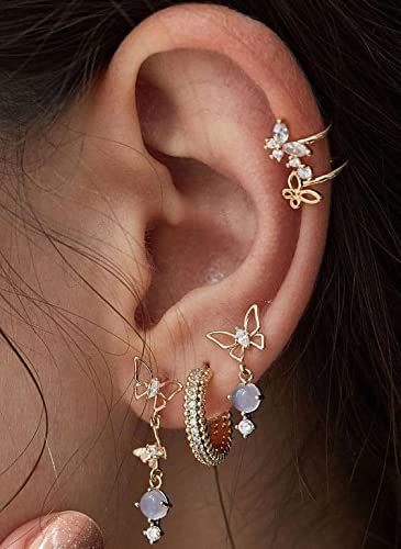 Fashband Boho orecchini a cerchio set punk orecchini a perno retrò vintage orecchini clip moda gioielli accessori regalo per donne e ragazze 5 pezzi