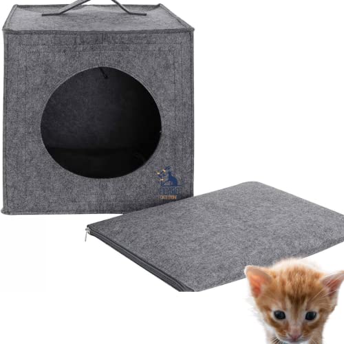 Figaro Cats Store - Cat Cube: Cuccia CUBO per Gatti Pieghevole. Cuccia, caverna per Gatti e Cani Cuscino Incluso. Adatto con scaffali Ikea Kallax & Expedit, 33x33x37