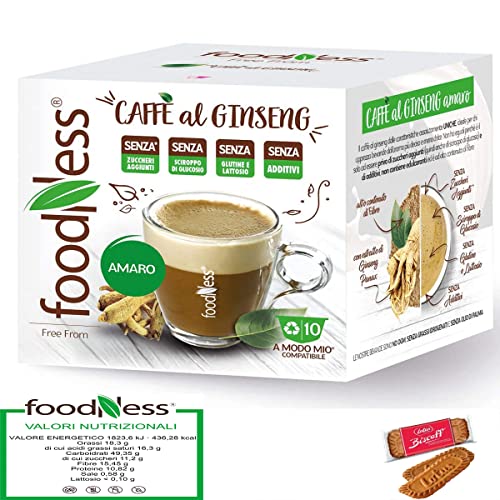 FoodNess 50 Capsule Caffè Al Ginseng Amaro Compatibili Lavazza A M...
