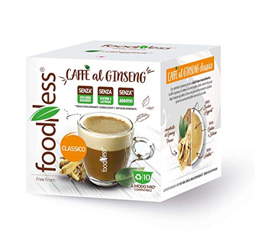 FoodNess - Capsula Caffè al ginseng classico compatibile con sistema Lavazza A Modo Mio senza glutine, lattosio e zuccheri aggiunti(3 box Tot. 30 capsule)