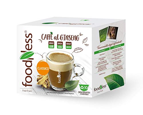 FoodNess - Capsula Caffè al ginseng classico compatibile con sistema Dolce Gusto senza glutine, lattosio e zuccheri aggiunti(6 box Tot. 60 capsule)