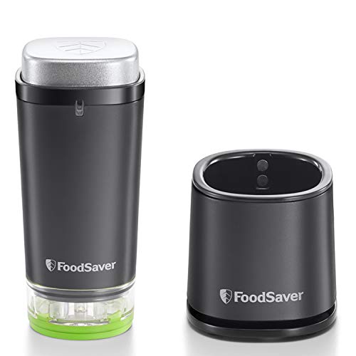 FoodSaver VS1192X macchina sottovuoto per alimenti compatta portatile senza fili, ricaricabile, utile anche fuori casa, sigillatura automatica, inclusi 10 Sacchetti con zip, 1 contenitore 1.2 lt, nero