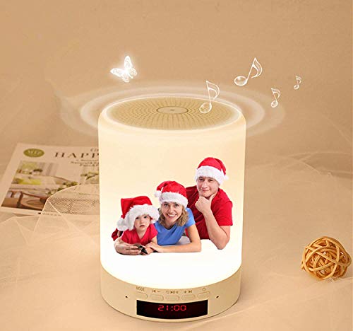 Foto personalizzata Lampada da Comodino Touch Controllo Bluetooth Altoparlante Cassa Sveglia Digitale per Camera da Letto Cafe Regalo di Natale