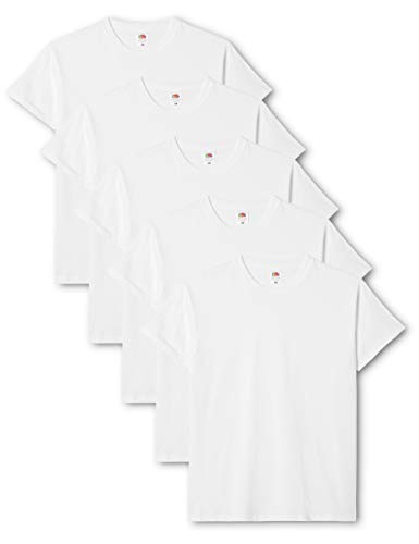 Fruit of the Loom Original T., T-Shirt Uomo, Bianco (White 30), Medium(Pacco da 5)